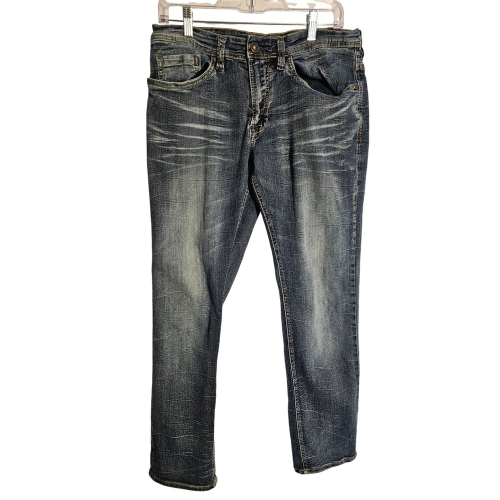 Evan-X‎ Mens Slim Stretch Jeans W32 L30 Basic Blue Wash Denim
